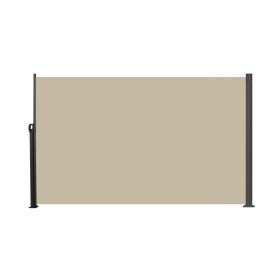 Retractable Side Screen Awning, UV Resistant, Waterproof, Patio Privacy Screen for Garden, Balcony, Courtyard(Dark Grey), 118" x 71"-Beige