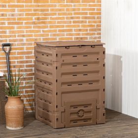 450L Garden Compost Bin with 2 Sliding Doors, Brown