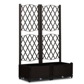 Wicker Trellis Planter, Outdoor Raised Garden Bed with Drainage Holes
