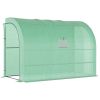 10' x 5' x 7' Lean to Greenhouse, Walk-In Green House, Plant Nursery with 2 Roll-up Doors and Windows, PE Cover and 3 Wire Shelves, Green