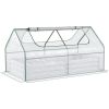 Outsunny 6' x 3' Galvanized Raised Garden Bed with Mini PVC Greenhouse Cover, Outdoor Metal Planter Box with 2 Roll-Up Windows for Growing Flowers