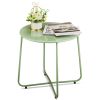 Patio Small Side Table, Waterproof Round Metal Coffee Table, Weather Resistant End Table for Indoor Outdoor Garden Balcony Yard, Green