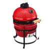 13-inch Portable Ceramic Charcoal Grill with Grill Stand, Stainless Steel Cooking Grate, Heat Deflectors and Ash Tool for Outdoor Cooking and Camping