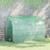 10' x 5' x 7' Lean to Greenhouse, Walk-In Green House, Plant Nursery with 2 Roll-up Doors and Windows, PE Cover and 3 Wire Shelves, Green