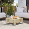 Outsunny 2-in-1 Outdoor Storage Box for Umbrella Base, Umbrella Stand Table, Wooden Patio Coffee End Table with Umbrella Hole, Natural Wood