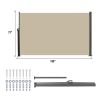 Retractable Side Screen Awning, UV Resistant, Waterproof, Patio Privacy Screen for Garden, Balcony, Courtyard(Dark Grey), 118" x 71"-Beige