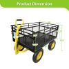 Heavy Duty Steel Garden Cart with Removable Mesh Sides to Convert into Flatbed, Utility Metal Wagon with 2-in-1 Handle and 16 in Tires