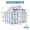 8x8 FT Double Door Polycarbonate Greenhouse Raised Base and Anchor Aluminum Heavy Duty Walk-in Greenhouses for Outdoor Backyard in All Season,Black