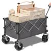 PORTABLE 400L Collapsible Wagon, Folding Wagon Cart , Beach Wagon with Big Wheels, 450LB Heavy Duty Foldable Wagon, Large Capacity Wagon for Camping