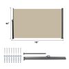 Retractable Side Screen Awning, UV Resistant, Waterproof, Patio Privacy Screen for Garden, Balcony, Courtyard(Dark Grey), 118" x 63"-Beige