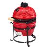 13-inch Portable Ceramic Charcoal Grill with Grill Stand, Stainless Steel Cooking Grate, Heat Deflectors and Ash Tool for Outdoor Cooking and Camping