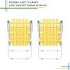 2pcs Steel Tube PP Webbing Bearing 120kg Folding Beach Chair Yellow & White Strip