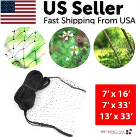 33FT Anti Bird Netting Pond Net Protection Tree Crops Plants Fruits Garden Mesh (Length: 7FT x 33FT, Net Color: Black)