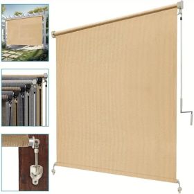 Outdoor Sun Shade Screen for Patio Gazebo Porch Cordless Roll Up Design UV Protection Roller Blind for Deck Balcony Backyard Garden Pergola Privacy Su (Color: Sesame, size: 96*96inch)