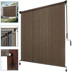 Outdoor Sun Shade Screen for Patio Gazebo Porch Cordless Roll Up Design UV Protection Roller Blind for Deck Balcony Backyard Garden Pergola Privacy Su (Color: Mocha, size: 72*96inch)