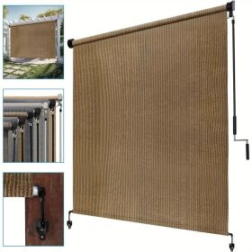 Outdoor Sun Shade Screen for Patio Gazebo Porch Cordless Roll Up Design UV Protection Roller Blind for Deck Balcony Backyard Garden Pergola Privacy Su (Color: Walnuts, size: 96*96inch)