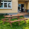 8 Person Brown Wooden Picnic Table