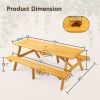 8 Person Brown Wooden Picnic Table