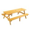 8 Person Brown Wooden Picnic Table