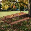 8 Person Brown Wooden Picnic Table
